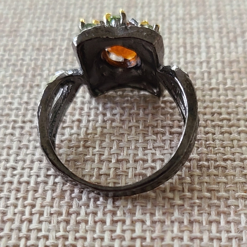 Orange Opal Sterling Silver Ring - image 6